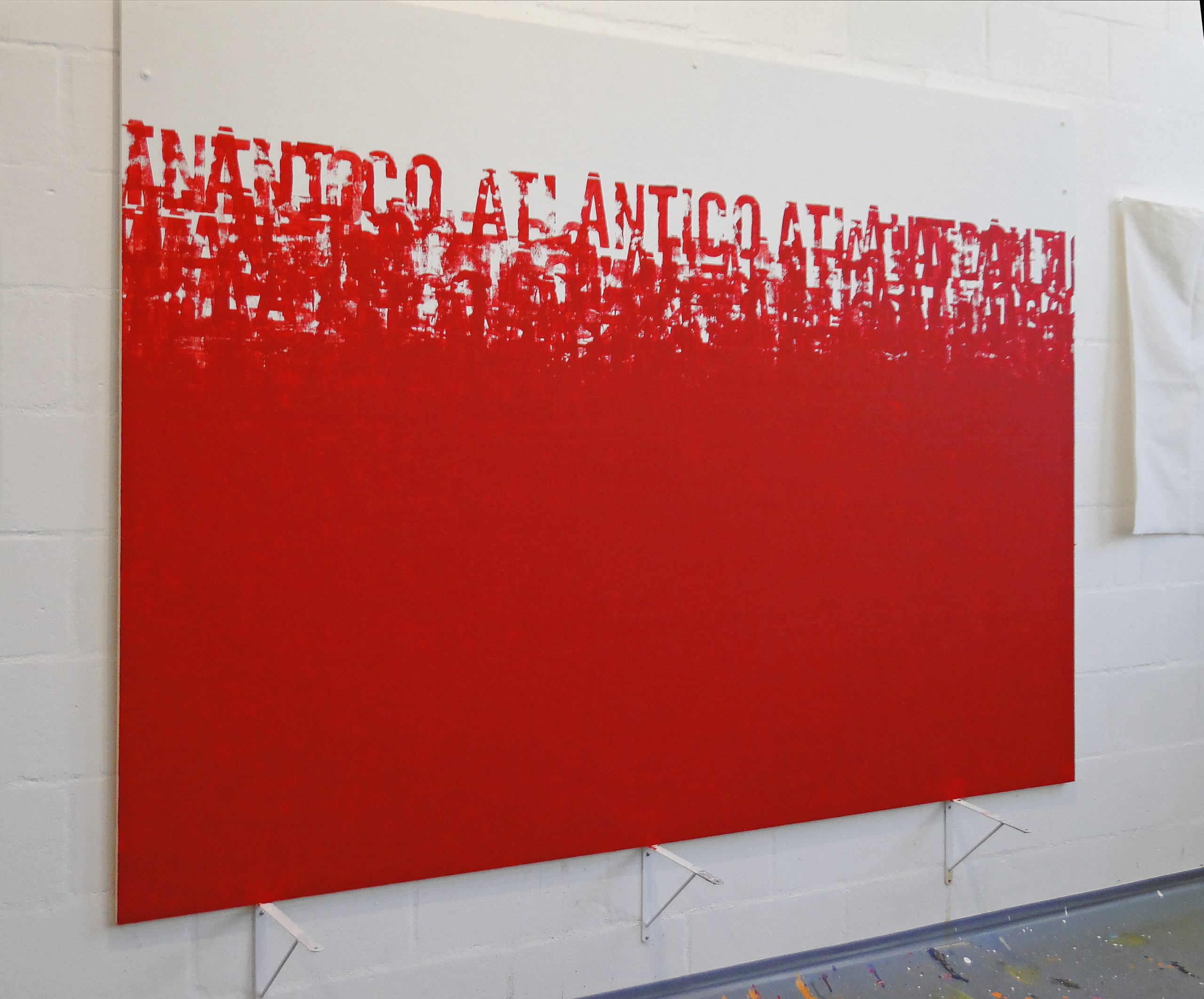 Heleno Bernardi, Atlântico, tinta de carimbo sobre acrílica em placa de compensado, 160 x 220 cm, 2021