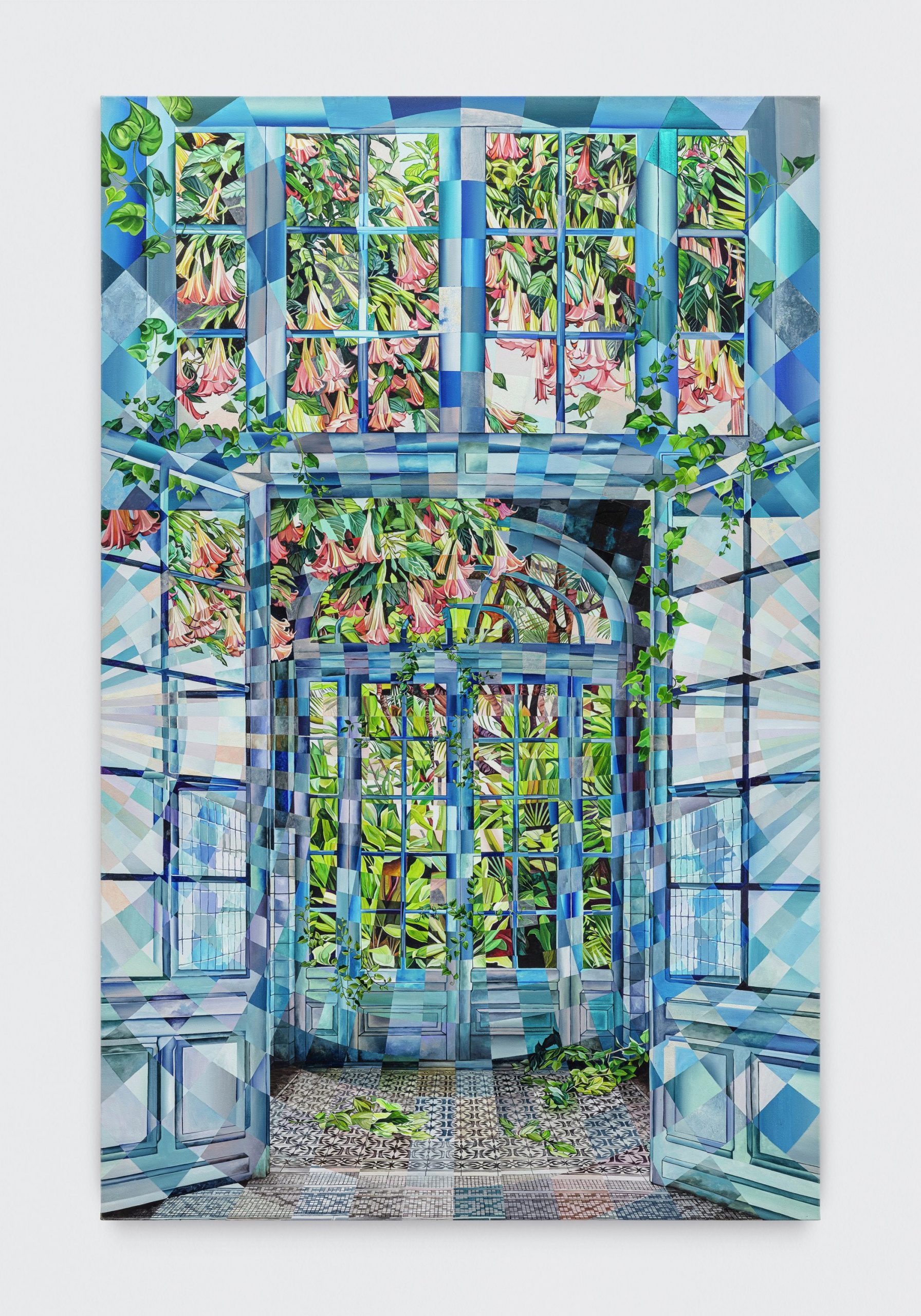 Sandra Mazzini, Trombetas, 2022, oleo sobre tela, 198x124 cm